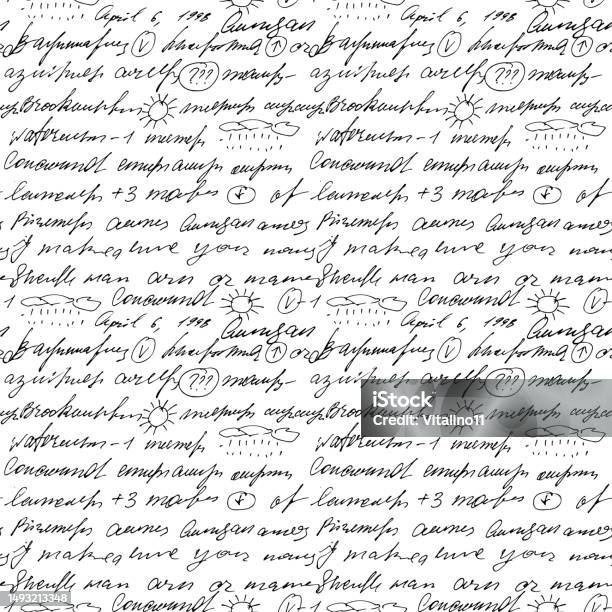 Seamless Vector Pattern With Abstract Black Handwritten Text On White ...