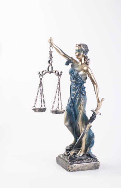 istock Themis with scale and sword on white background .Justice Concept 1493215590