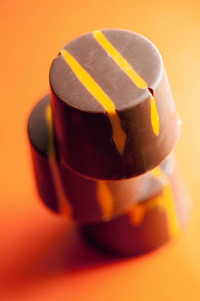 stack of chocolate pralines stock photo