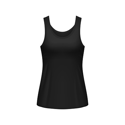 Woman Black Sleeveless Tank Top Front View Vector Stock Illustration ...