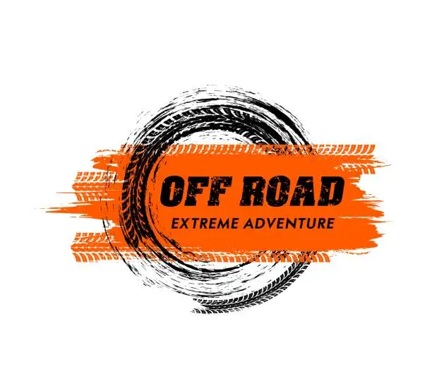 Vector illustration of Offroad sport grunge banner with tire traces