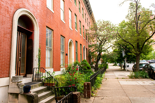 Townhomes in Reservoir Hill, Baltimore. Maryland.