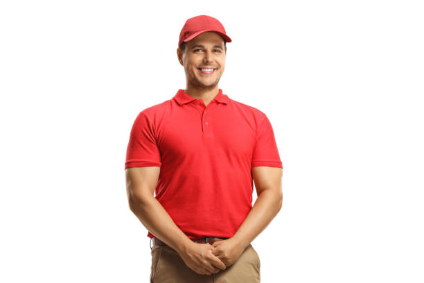 istock Smiling man in a red t-shirt and a red cap 1493223023