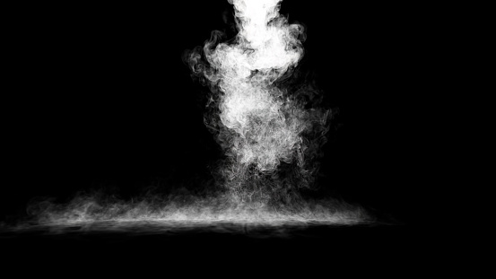 Rising and falling  smoke stream on a black background. The background can be remove with a blending mode like screen.