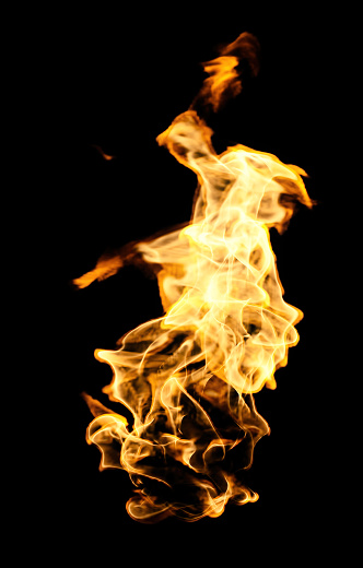 Burning torch fire  on a black background.  The background can be removed with a blending mode like screen.