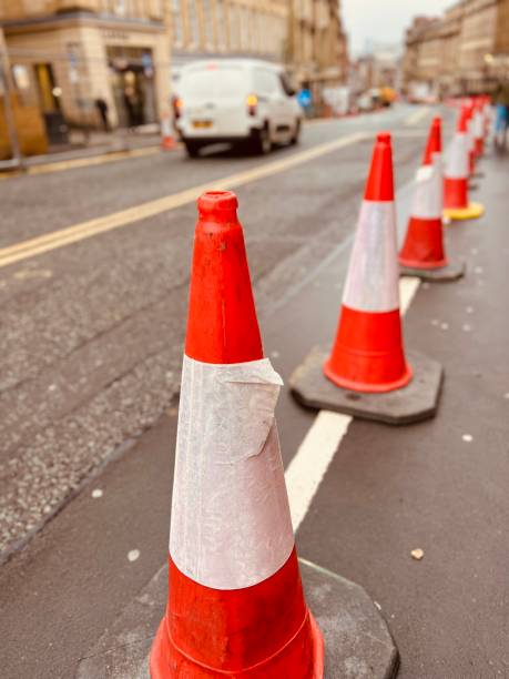 istock Roadwork cones on a street in Newcastle Upon Tyne 1493228817