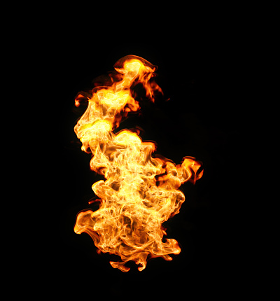Burning torch fire  on a black background.  The background can be removed with a blending mode like screen.