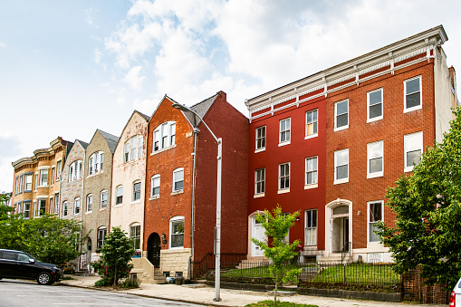 Townhomes in Reservoir Hill, Baltimore. Maryland.