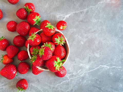 Top view of fresh strawberries