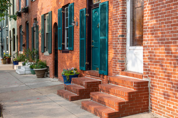 Row houses in Fells Point neighborhood in Baltimore.
