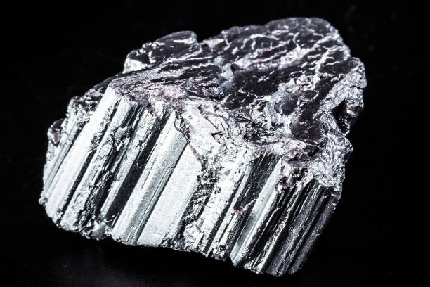 neodymium is a magnetic chemical element with the symbol Nd, in solid state. It is part of the rare earth group, used in the technology industry stock photo