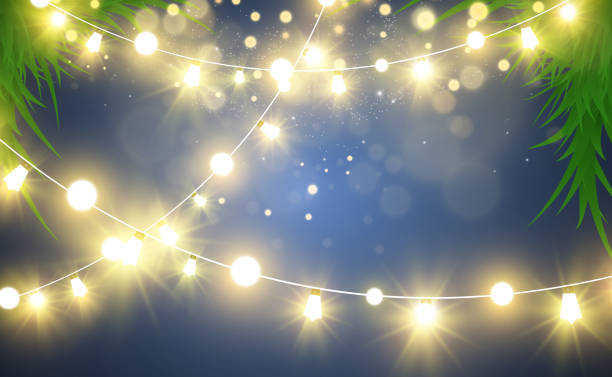 istock Christmas bright, beautiful lights, design elements. Glowing lights for design of Xmas greeting cards. Garlands, light Christmas decorations. 1493246346