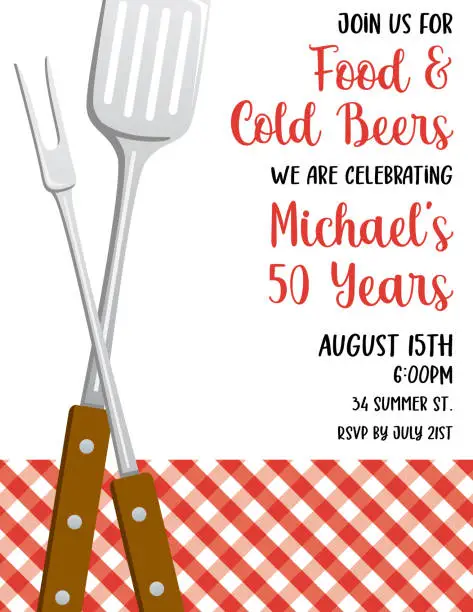 Vector illustration of Birthday BBQ Invitation Template