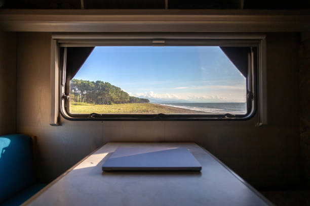 istock laptop on a table in a motorhome 1493258177