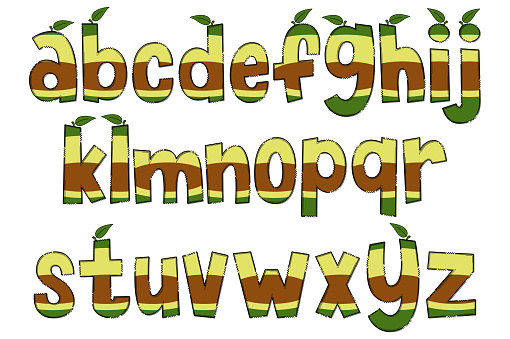Handcrafted Avocado Letters. Color Creative Art Typographic Design
