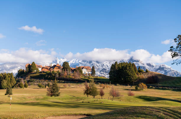 view of the hotel llao llao in the nahuel huapi national park. city of san carlos de bariloche, argentina. - llao llao hotel imagens e fotografias de stock