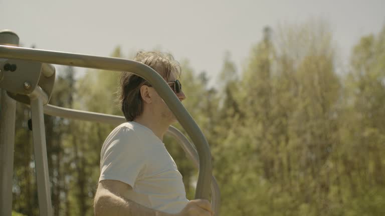 Portrait of a mature man in an outdoor gym