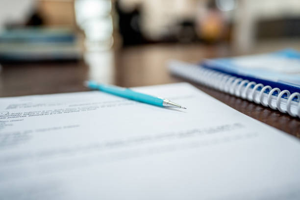 istock Mechanical pencil and paper on the desk 1493263676