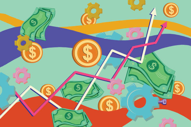 graf růstu peněžních financí - globální finance finance stock ilustrace