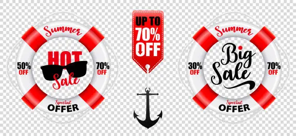 Vector illustration of Summer Hot special offer sale Stickers