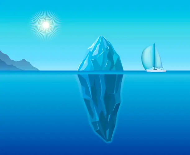 Vector illustration of Iceberg floating in ocean illustration.