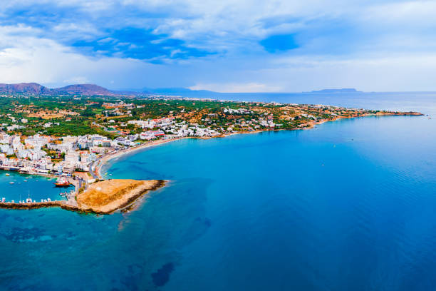 istock Hersonissos town aerial panoramic view in Crete, Greece 1493277494