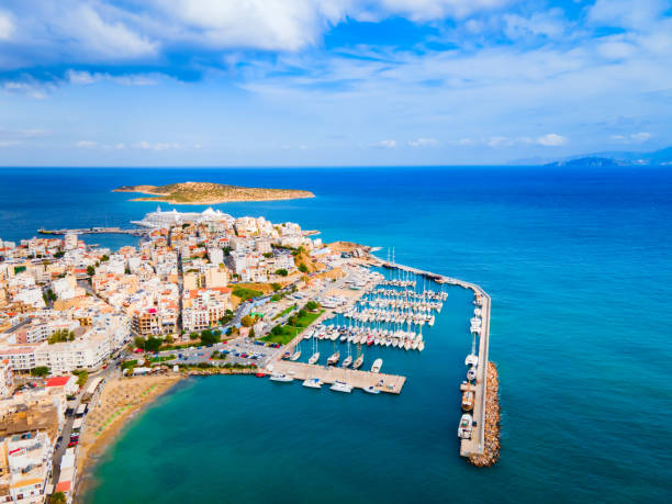 istock Agios Nikolaos aerial panoramic view, Crete island, Greece 1493277593
