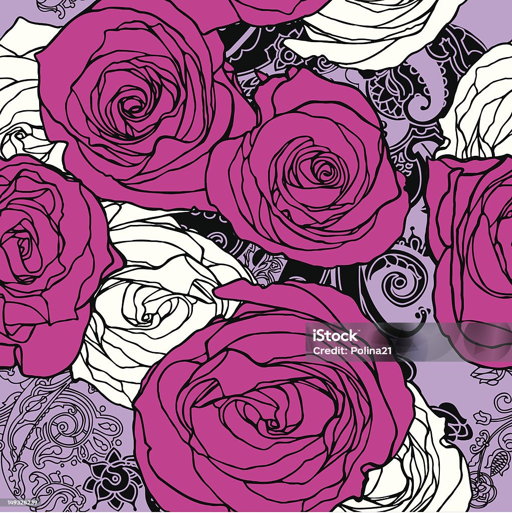 Sem costura padrão com flores Rosa - Royalty-free Design arte vetorial
