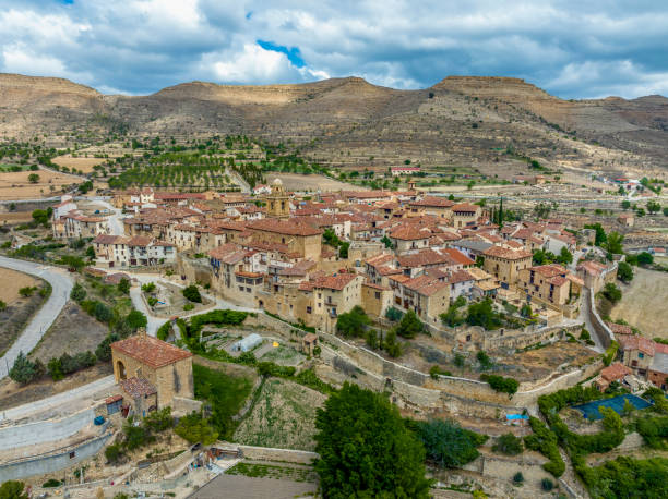 istock Mirambel in Teruel, panoramic aerial view 1493283474