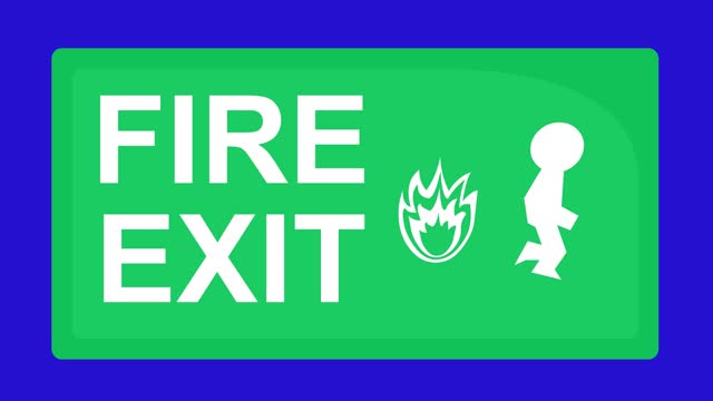 video animation fire exit signs