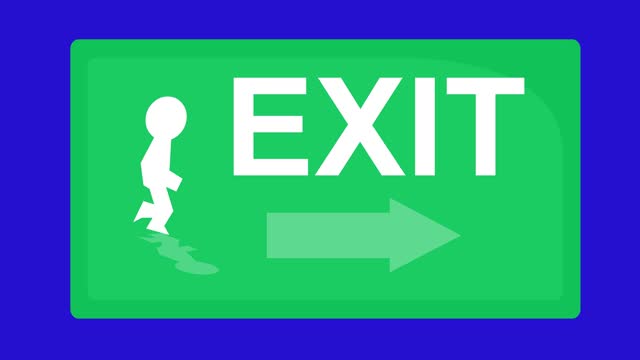 video animation banner sign exit arrow person run