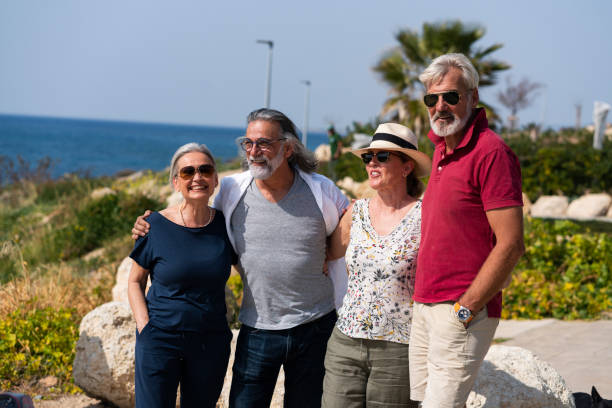 Happy mature friends on vacation