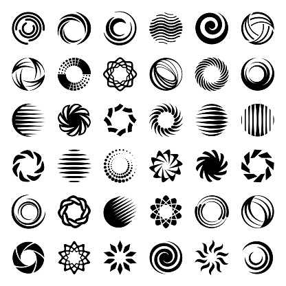 Set of different circles. Abstract design elements. Round vector geometric shapes.