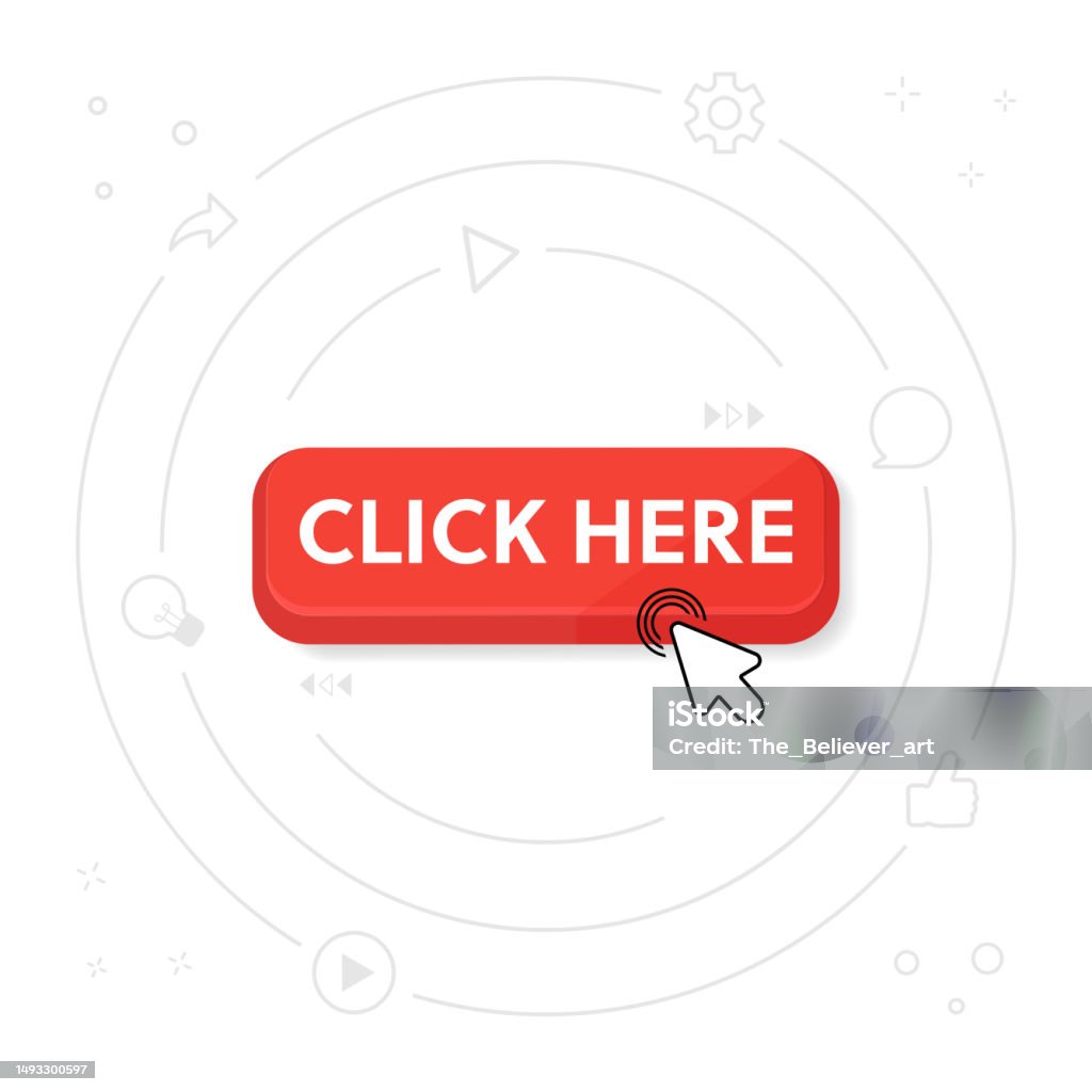 For A Click Click Here Button With Hand Pointer Clicking Vector Illustration On A ...