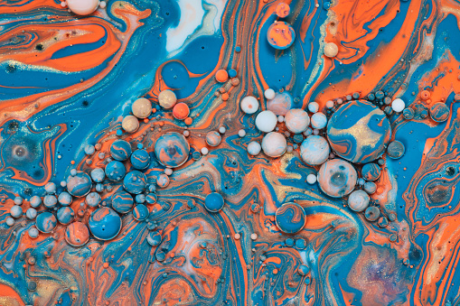 Image of Oil spill with variety of colors in abstract acrylic background asset