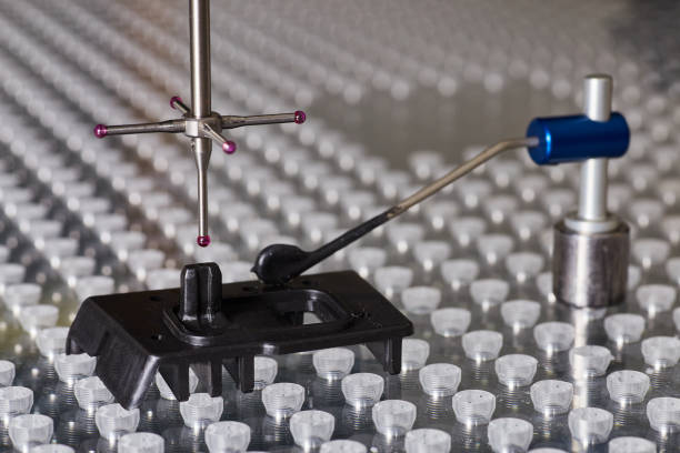 istock Metrology CMM programming machine probe abstract background wall of parts to scan 1493310077