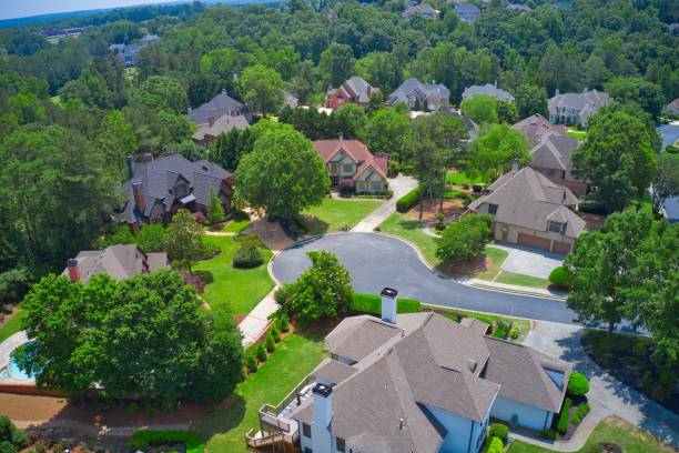 istock Aerial panoramic view of an upscale subdivision 1493314482