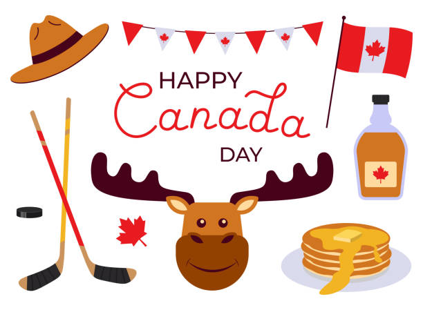 istock Happy Canada Day Collection Of Decoration. Vector Illustration In Flat Style 1493316115
