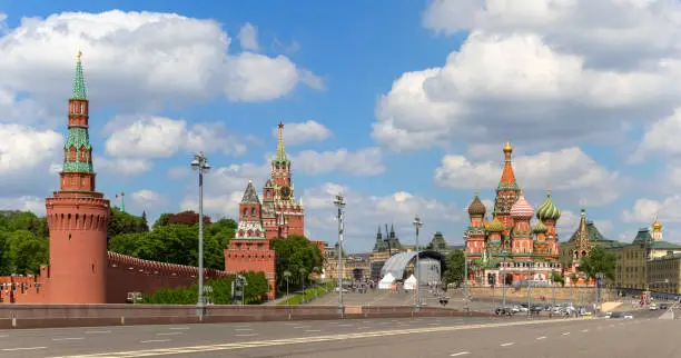 Moscow, Red Square, Kremlin and St Basil's Cathedral panorama