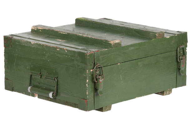 istock Wooden ammunition crate green color 1493326733