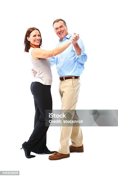 Mature Couple Isolated On White Background Dancing Stock Photo - Download Image Now - Couple - Relationship, Cut Out, Dancing