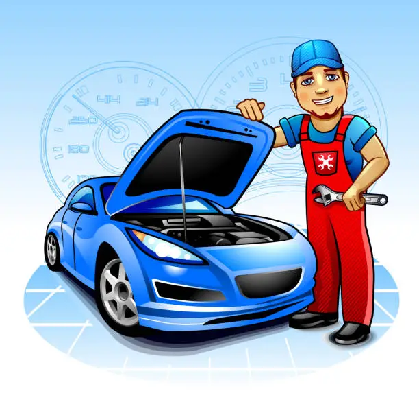 Vector illustration of Car mechanic