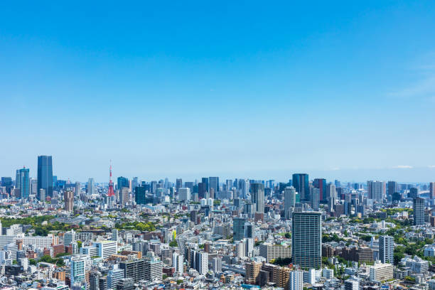 View of Tokyo from high-rise lounge Shoot the scenery of Tokyo from the high-rise lounge townscape stock pictures, royalty-free photos & images