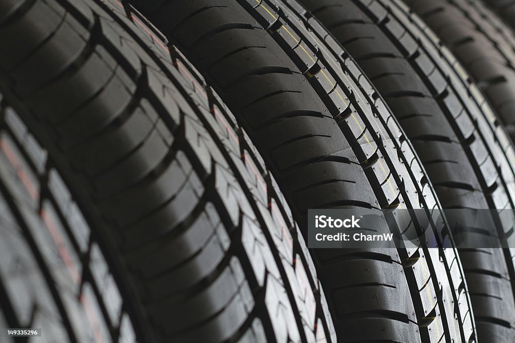 New Car Tires Studio shot of five new car tires New Stock Photo