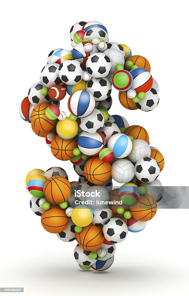 Segno di dollaro, giocando palle alfabeto - Foto stock royalty-free di Pallone da calcio