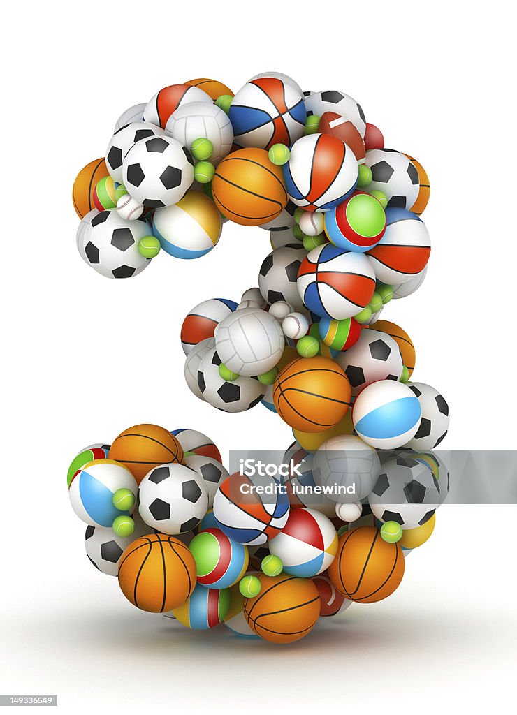 Número 3, pelotas alfabeto de juegos - Foto de stock de Artículos deportivos libre de derechos