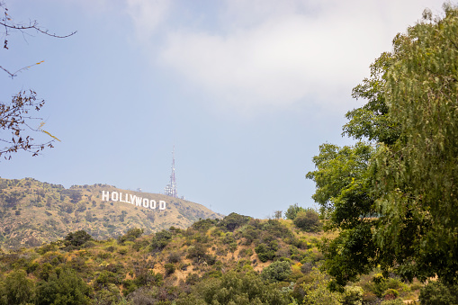 Hollywood, U.S.A. - May 18, 2023. Hollywood Sign as viewed from Lake Hollywood Park.