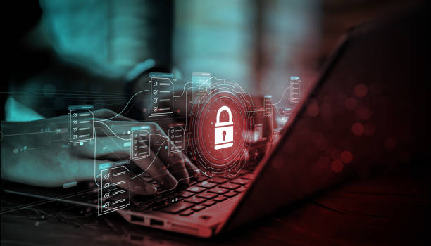 istock Businessman working on laptop with virtual screen. Online documentation database, IT consultant being set up Virtual Document Management System with a laptop, Software for archiving corporate files. 1493367306