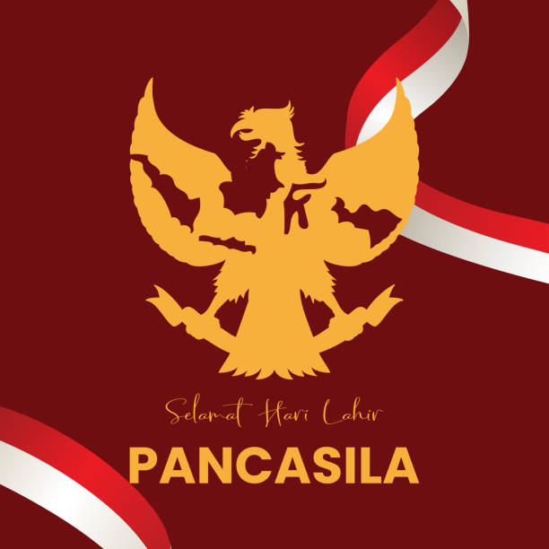 Happy Pancasila Day Garuda With a map of Indonesia. Luxury design of Pancasila Day. Happy Pancasila Day Garuda With a map of Indonesia. Luxury design of Pancasila Day. garuda pancasila stock illustrations