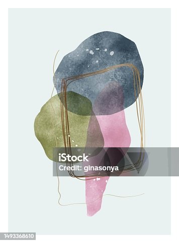 istock vector Set of creative minimalist hand painted illustrations for social media, wall decoration, postcard. modern art isolated vector graphic 1493368610